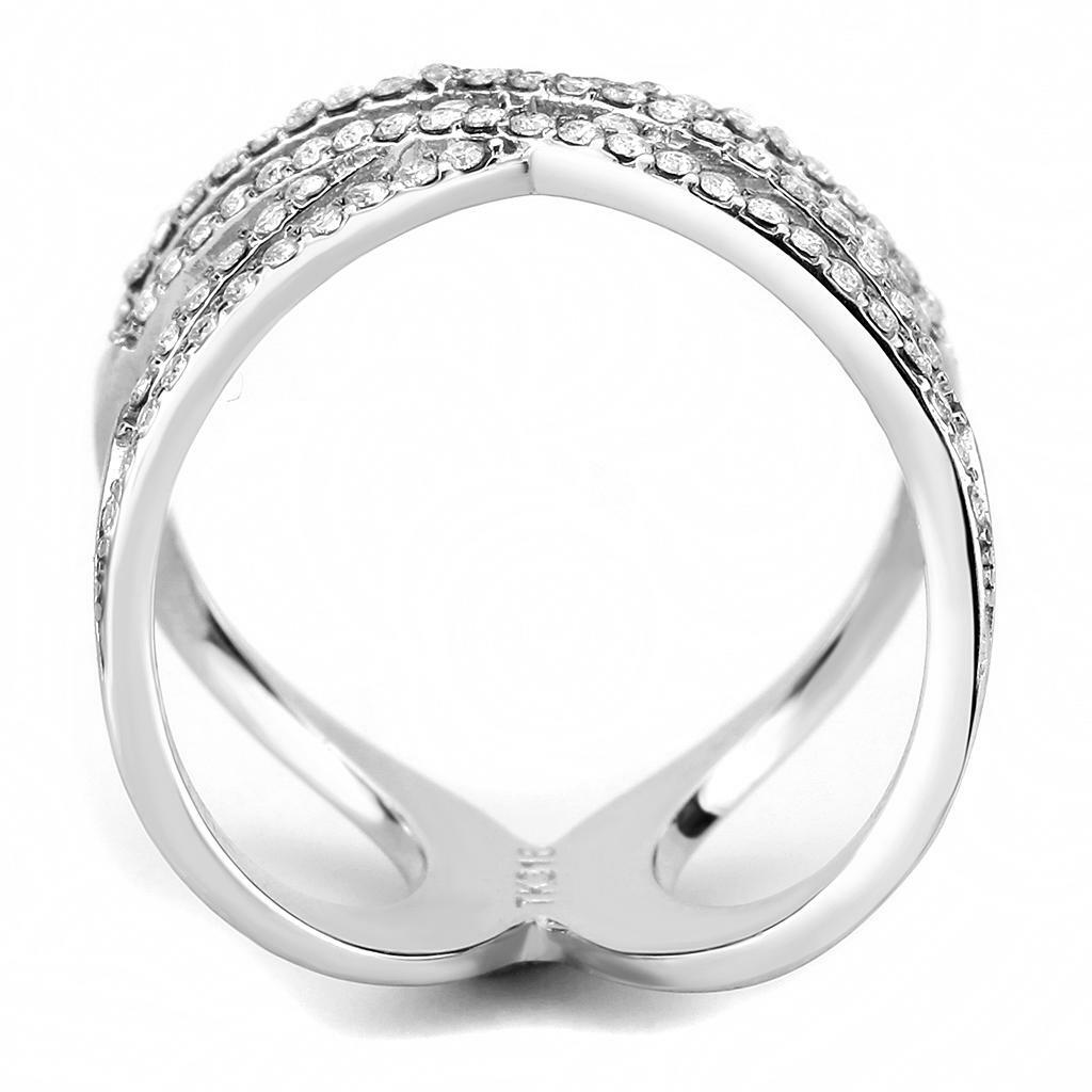 DA255 – High polished (no plating) Stainless Steel Ring with AAA Grade CZ in