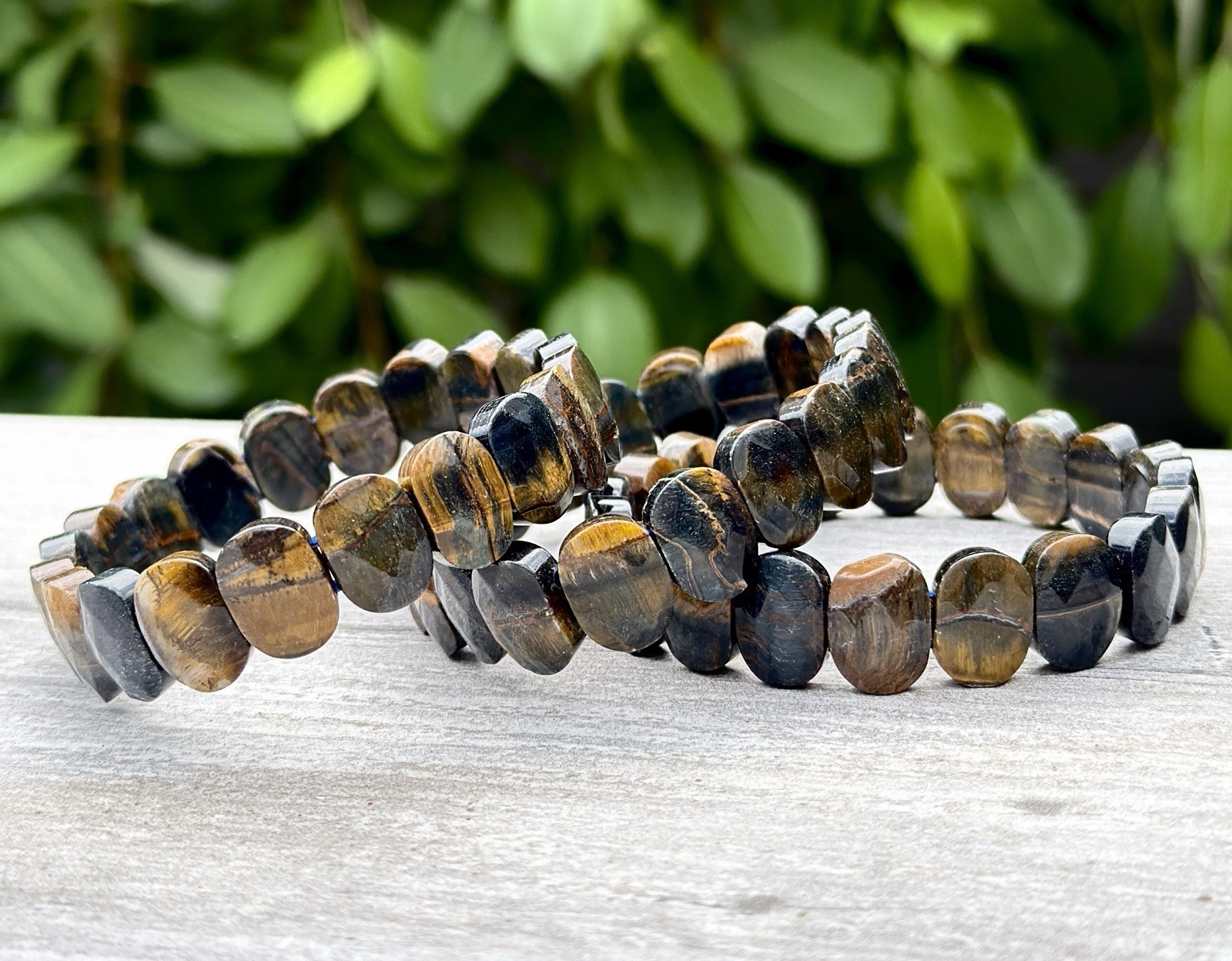 Wholesale 6 Pcs Blue Tigers Eye Faceted 7.5” Crystal Stretch Bracelet 15mm