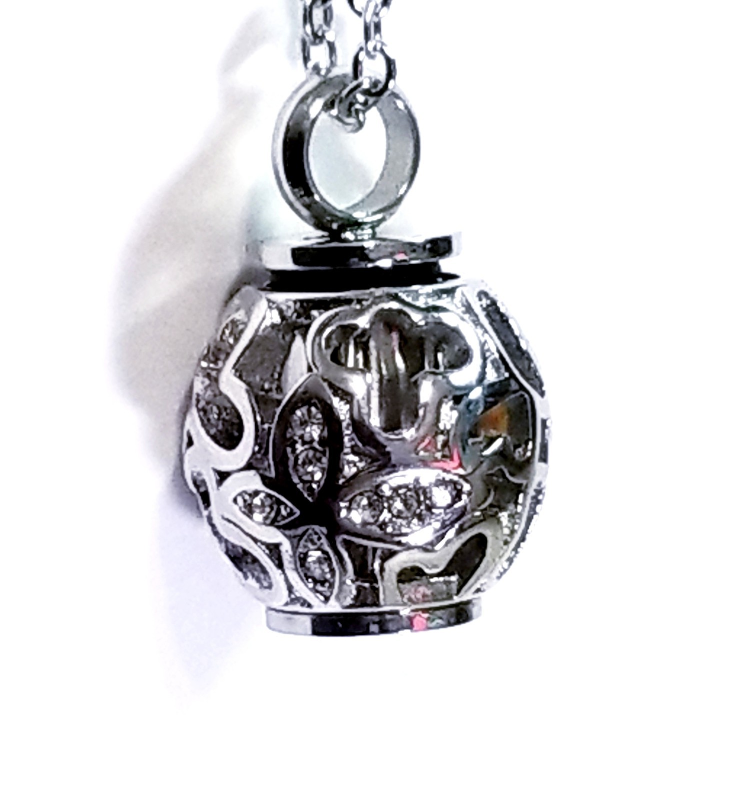 Silver Tone Urn Cremation Memorial Necklace Ball Pendant for Ashes