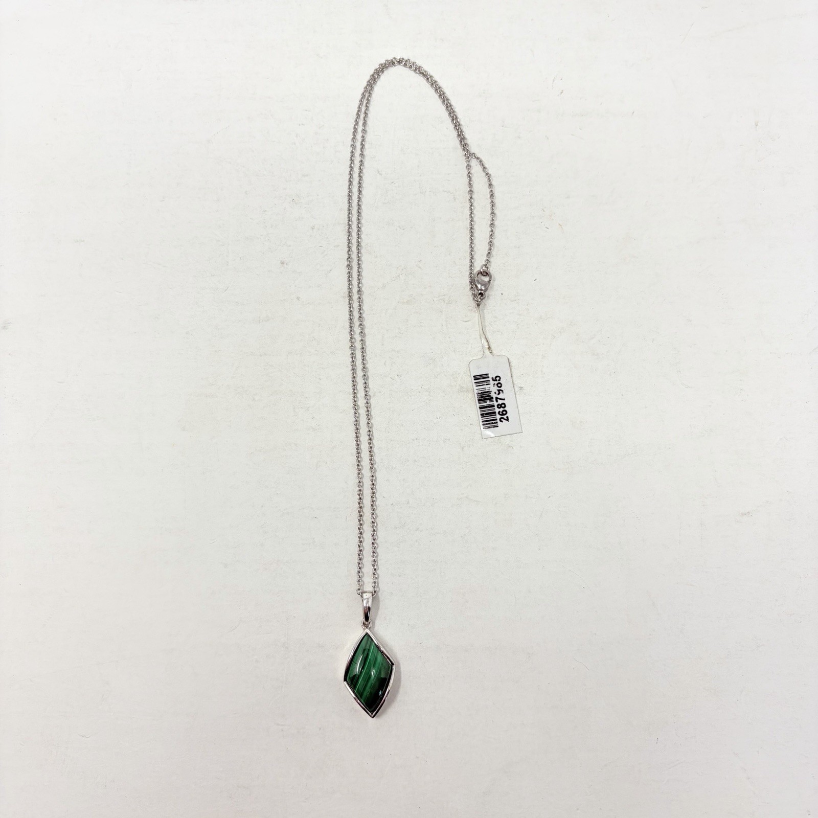 Shop LC African Malachite Platinum Bond Brass Pendant Stainless Steel Chain 5458