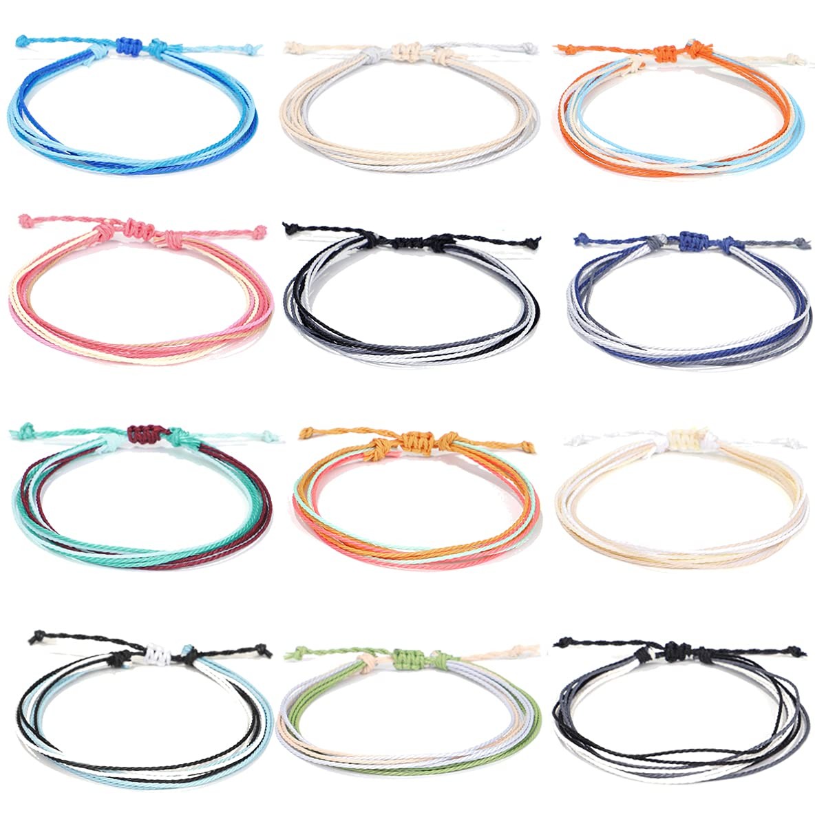 yfstyle 12Pcs Summer Beach Surfer Anklet Bracelets for Women Men Adjustable H…