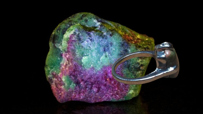 Fashion Natural Anyolite Rectangular Gemstone 925 Silver Men Women Ring Size 5