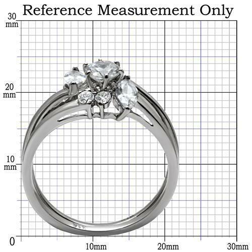 TK096 – High polished (no plating) Stainless Steel Ring with AAA Grade CZ in