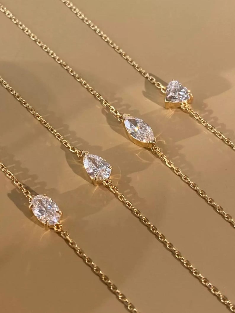 1.0 Ct Lab Grown Diamond Solitaire Gold Plated Bracelet For Her Anniversary Gift