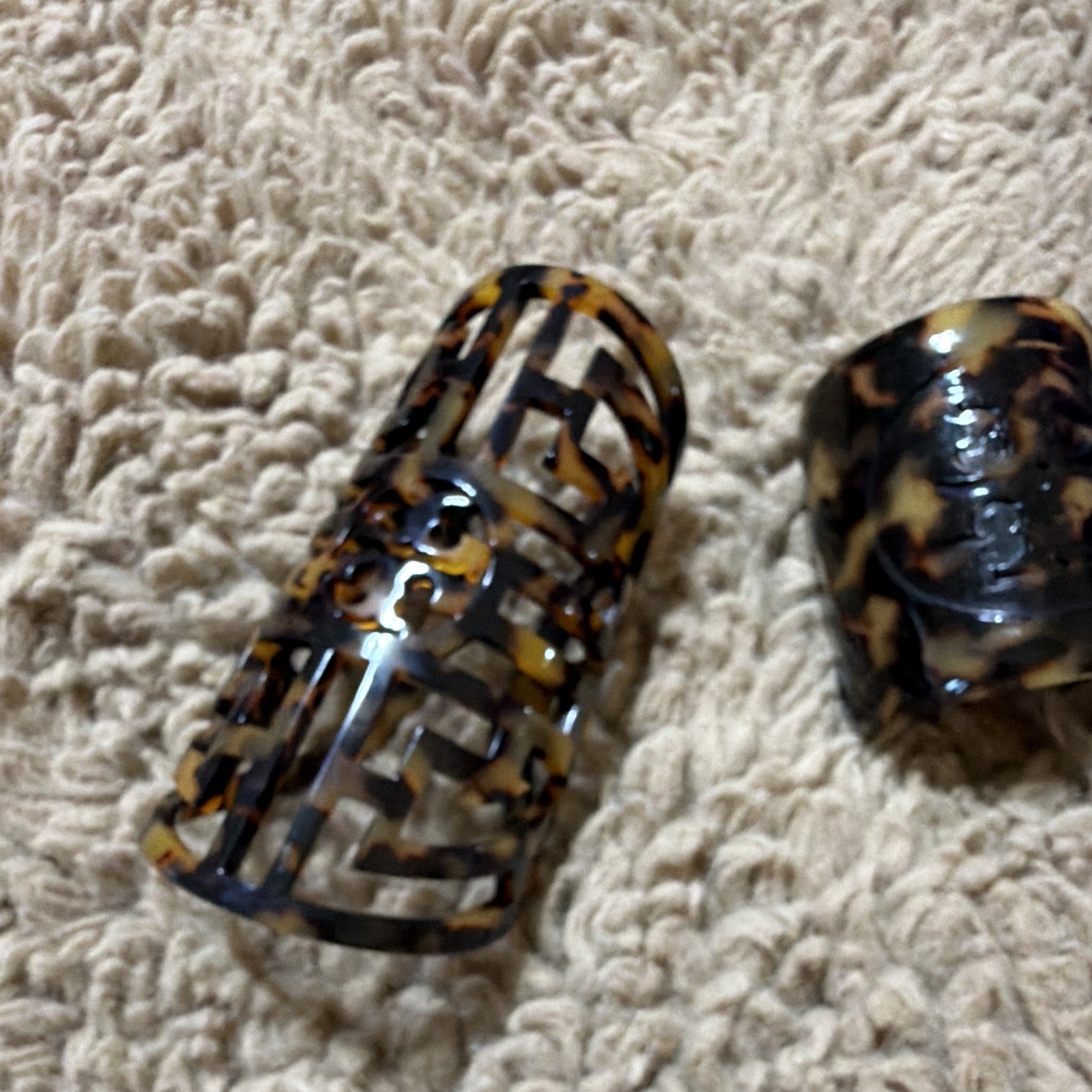 (2) Tory Burch…Tortoise shell Curved Plastic Bracelets