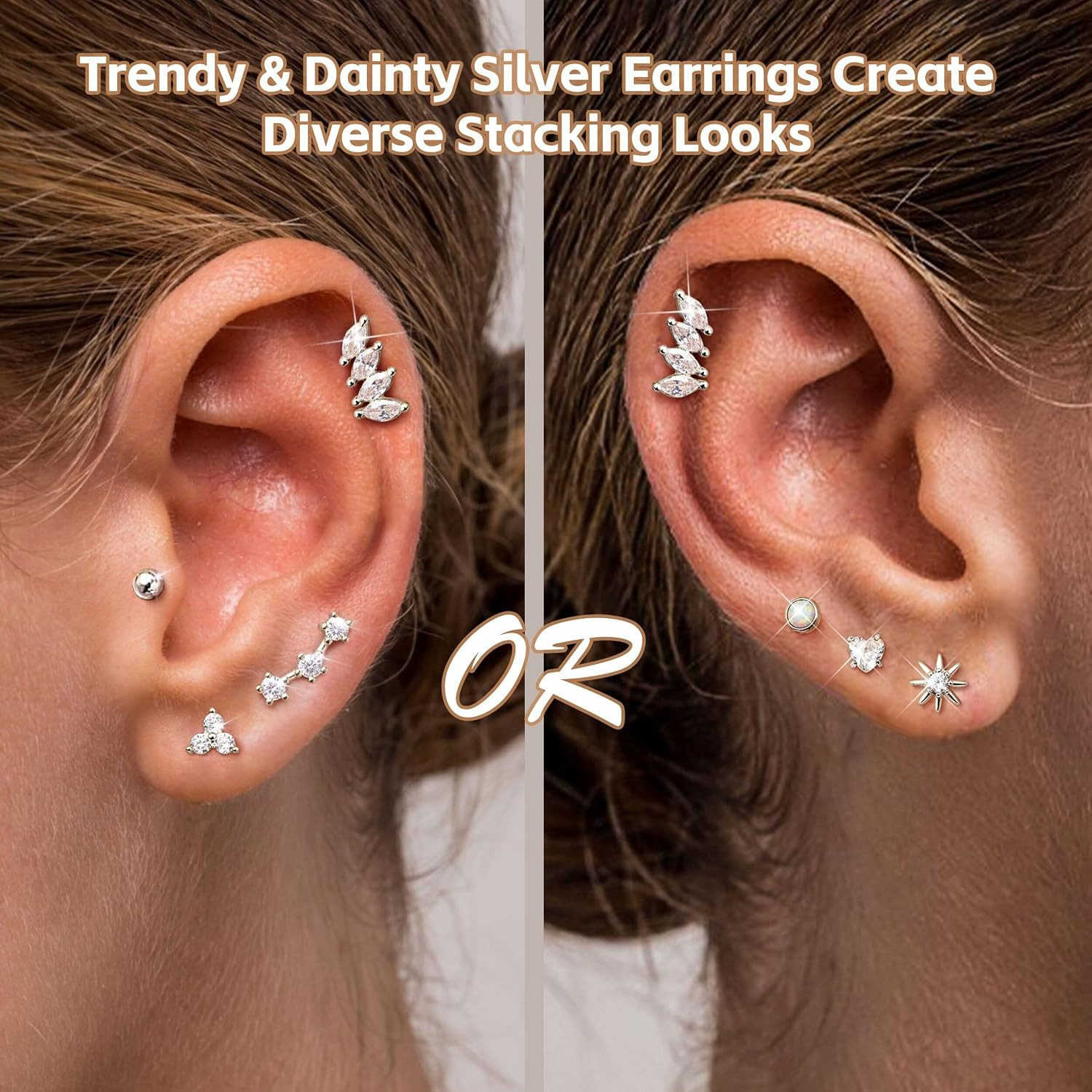 Hypoallergenic Flat Back Earrings 14K Gold Plated Cartilage Earring Stacks Surgi