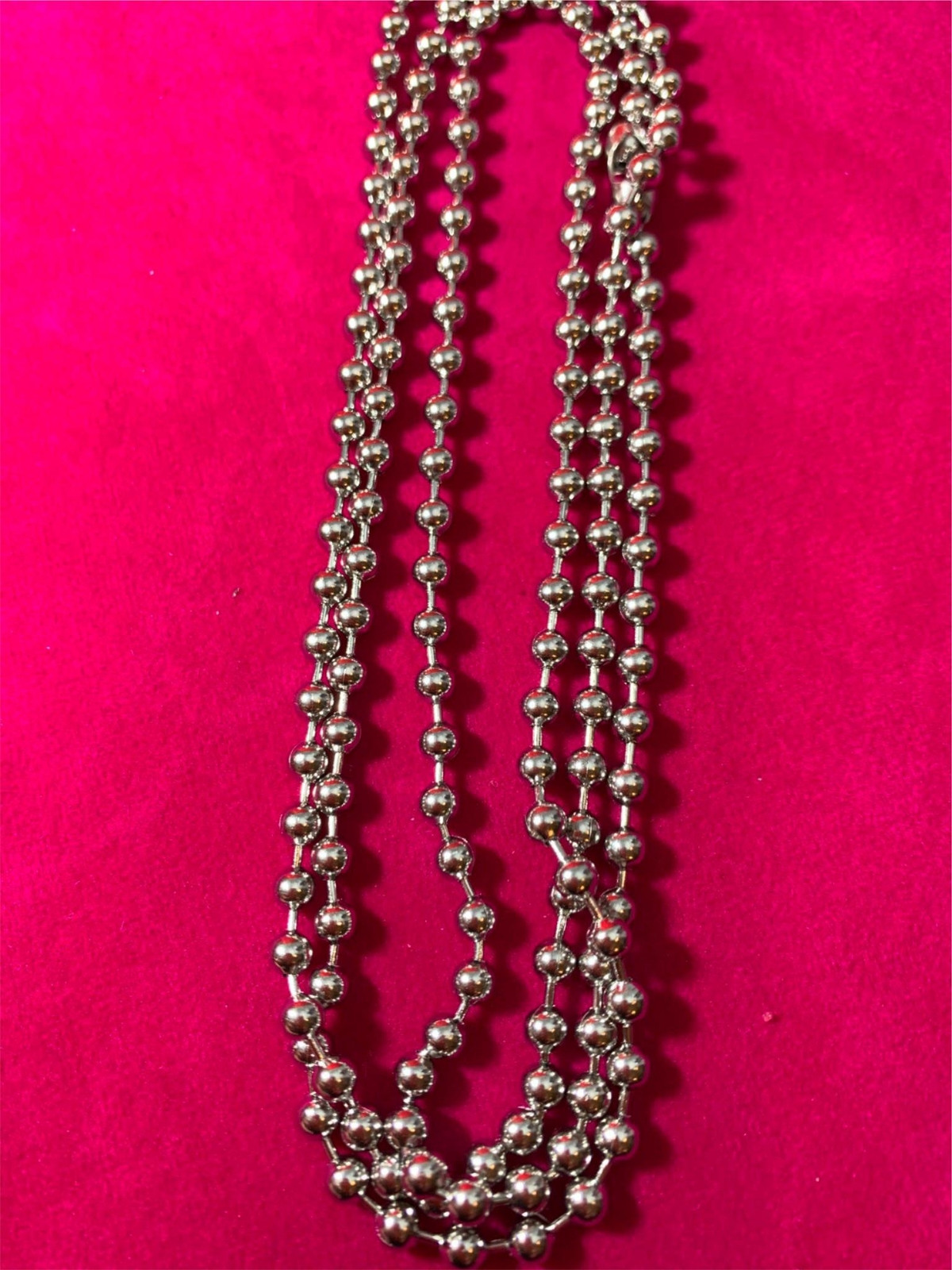 84 INCH 4MM STAINLESS STEEL SILVER BALL CHAIN WITH A MILITARY CLASP