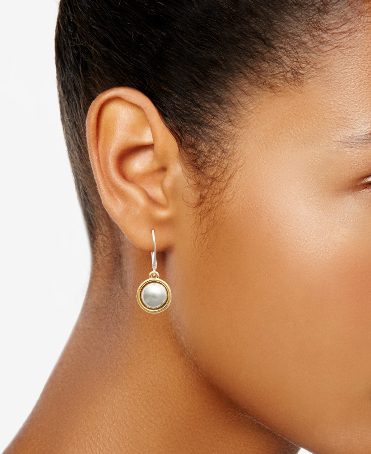 Lauren Ralph Lauren Two Tone Button Drop Earrings