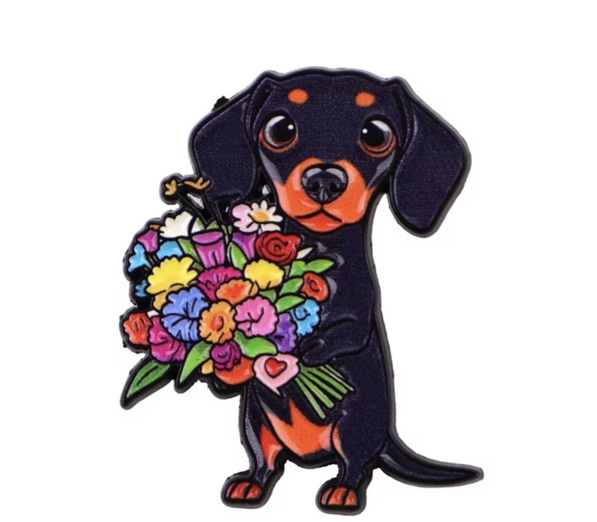 1pc Cute Dachshund Dog Enamel Pin | Zinc Alloy Brooch with Silicone Back