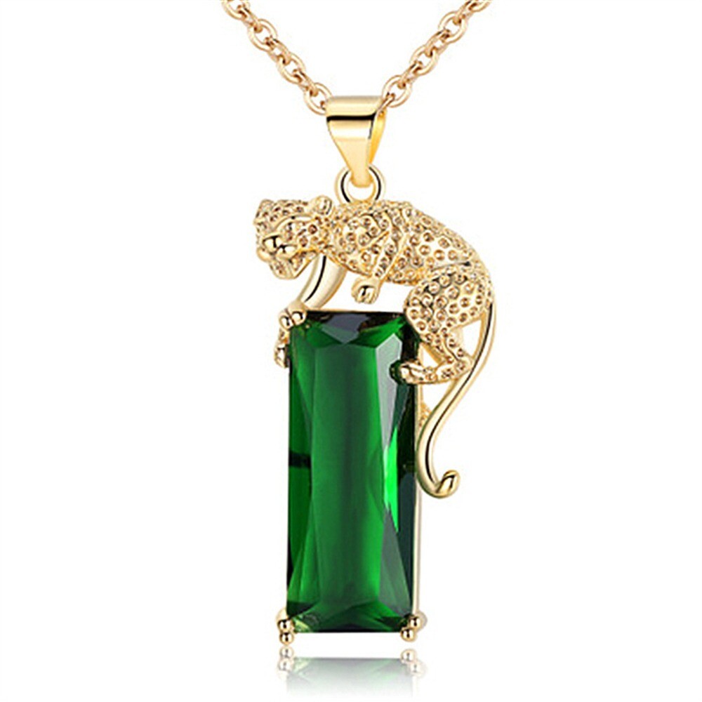 Panther Spirit Animal Green Crystal Necklace Pendant + Free Gift Bag