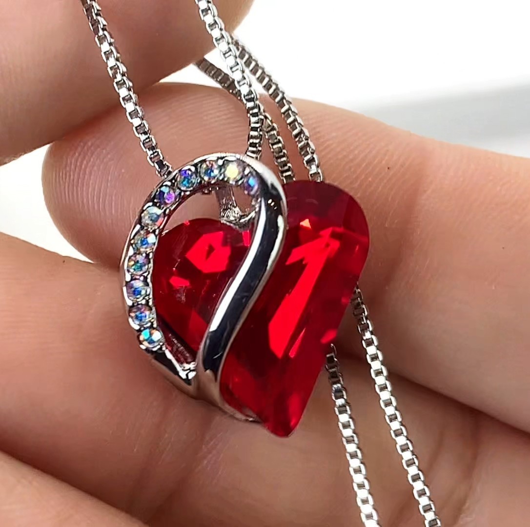 Valentine’s Day Gift Necklaces for Women, Infinity Love Birthstone Heart Pend…