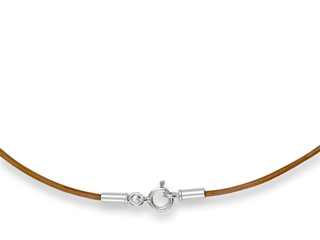 0.5mm Natural Leather Cord Necklace Choker 925 Sterling Silver Clasp 14″ – 36″