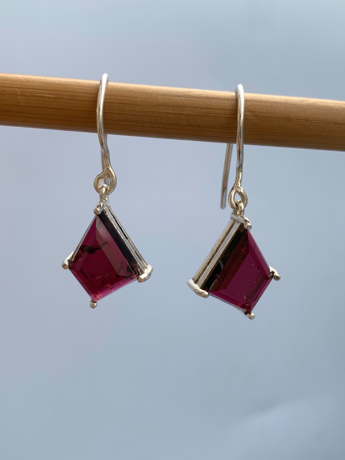 Pinkish Red Tourmaline Earrings: 925 Sterling Silver, Handmade Gemstone Jewelry