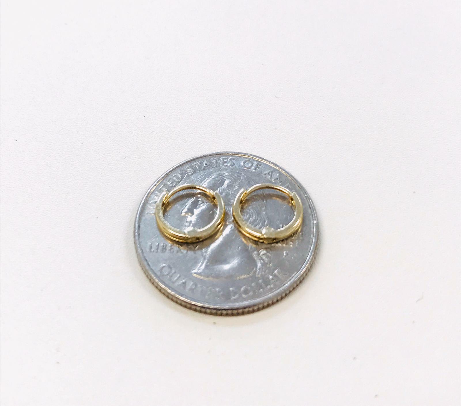 14K Real Gold Dainty Huggies Earrings Women/Men 8.5×9.1mm, Huggies Hoop Earrings