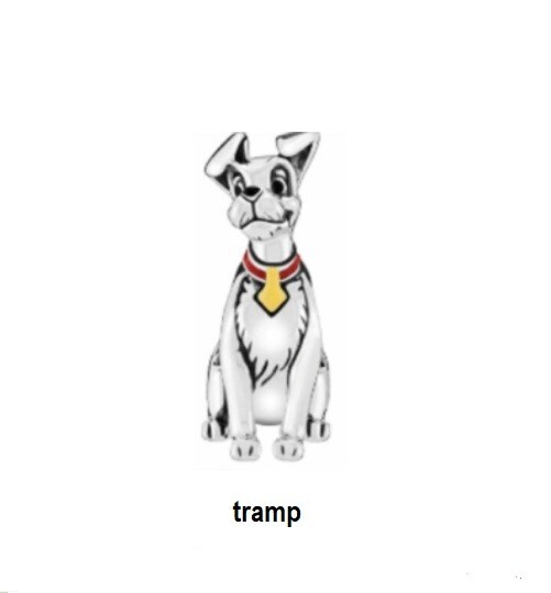 Genuine 925 Sterling Silver Fashion Charm 3D LADY & TRAMP DOG “TRAMP” 16mm x 5mm
