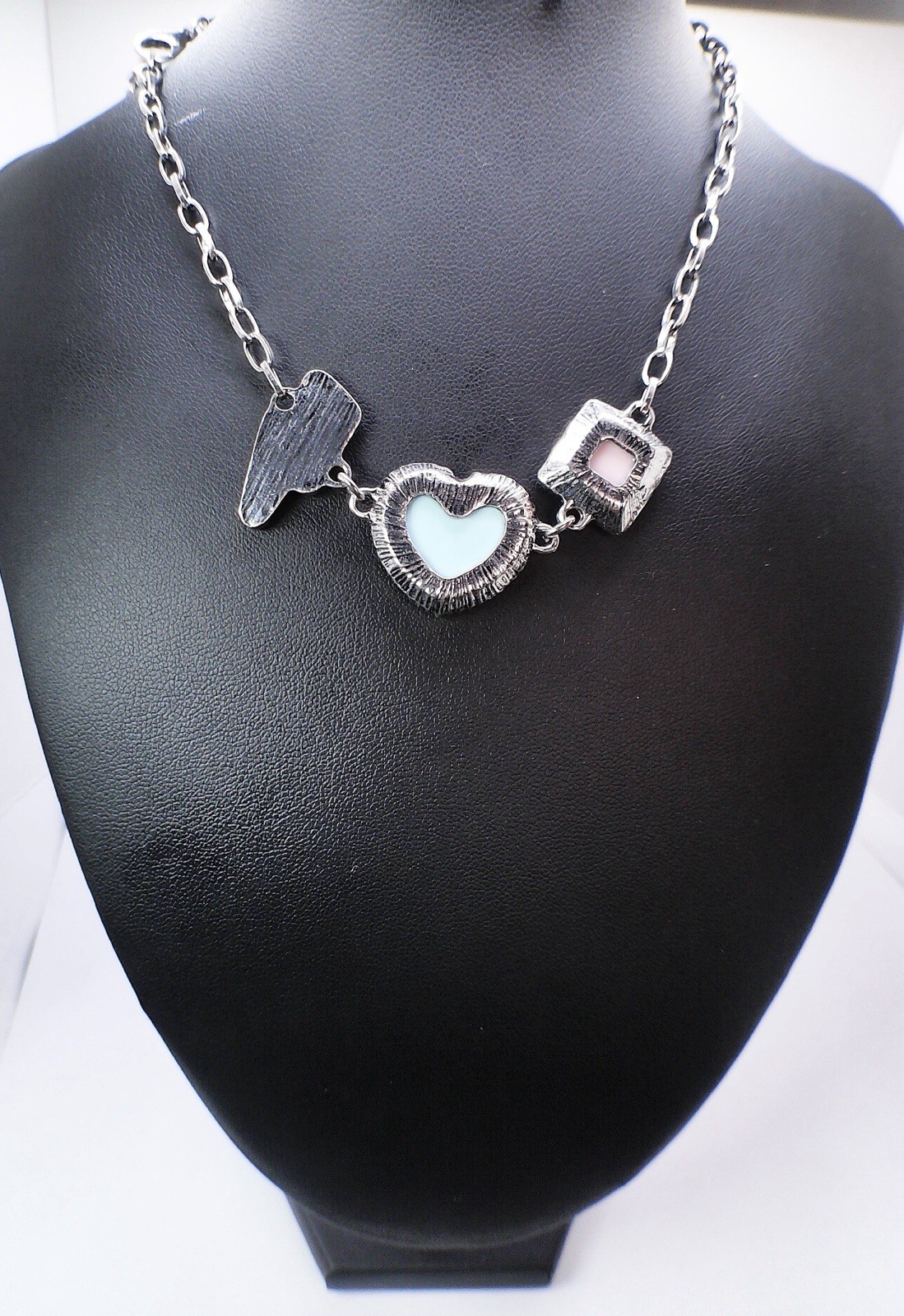 Western XOXO Candy Heart Necklace Turquoise Lightning Bolt Cowgirl Charm