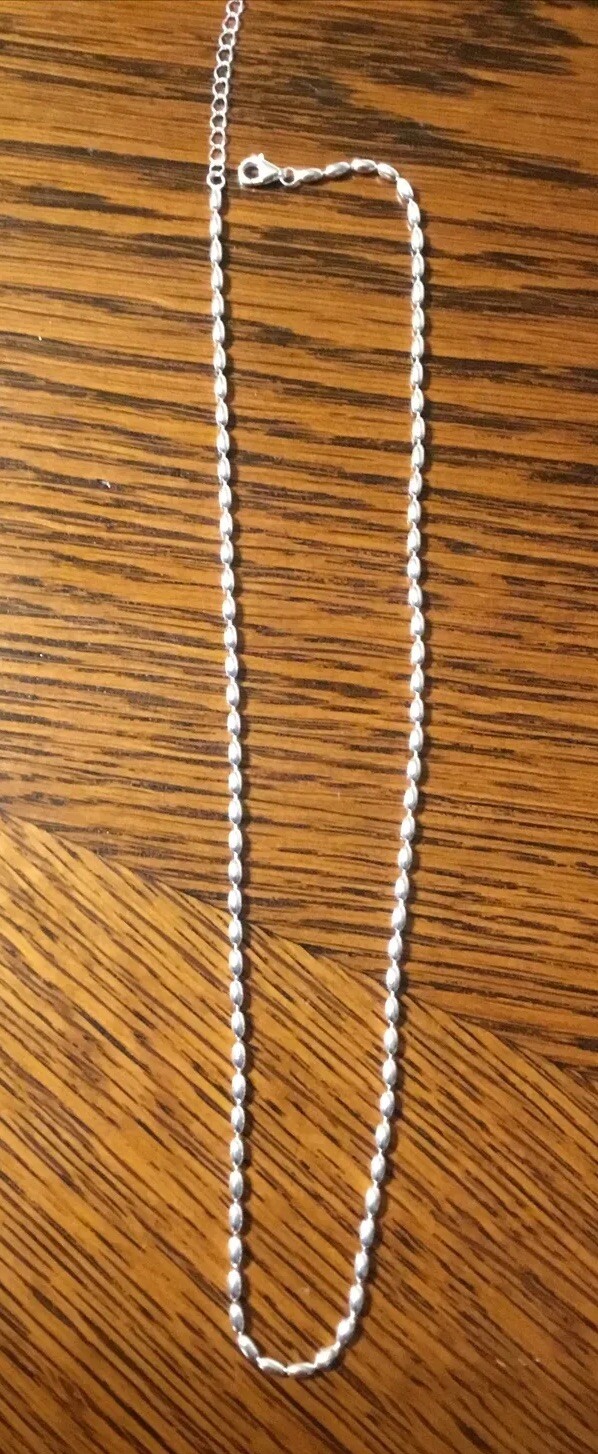 925 Sterling Silver Grain Bead Necklace-16” w/ 2” Extender