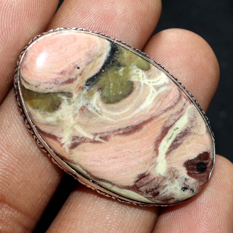 925 Silver Plated 42X24 Massive Money Agate Ring US 7 Festival Jewelry Trendy MJ