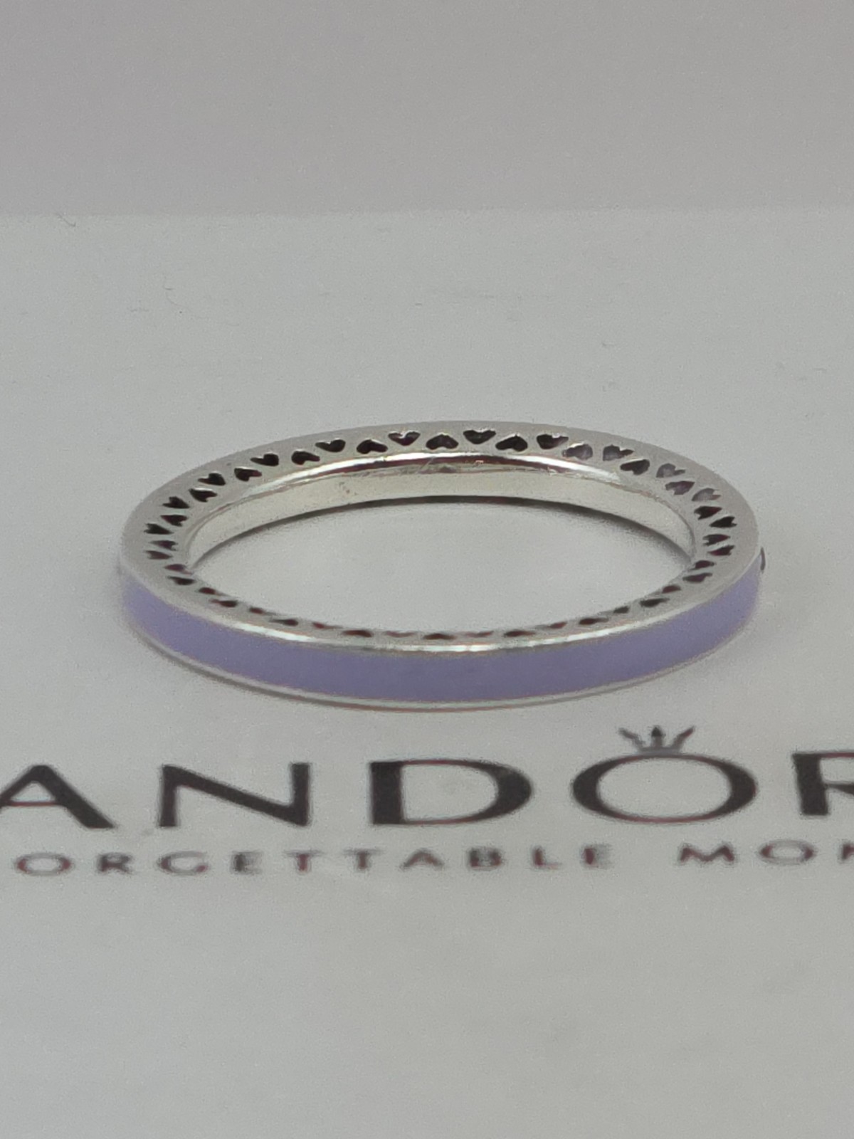Pandora Sterling Silver Radiant Hearts Purple Enamel Ring US 7.0 EU 54 191011ACZ