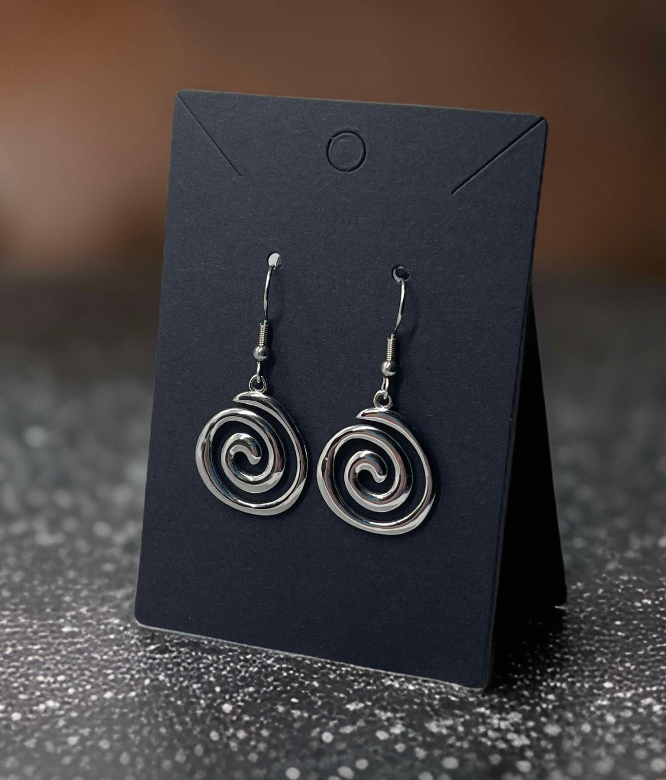 Stainless Steel Spiral Earrings No Tarnish Silver Vortex Pendants ~ New USA