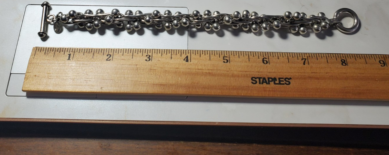 Sterling Silver Bracelet w/Toggle Closure 8″ 73.35 Grams Made in Mexico
