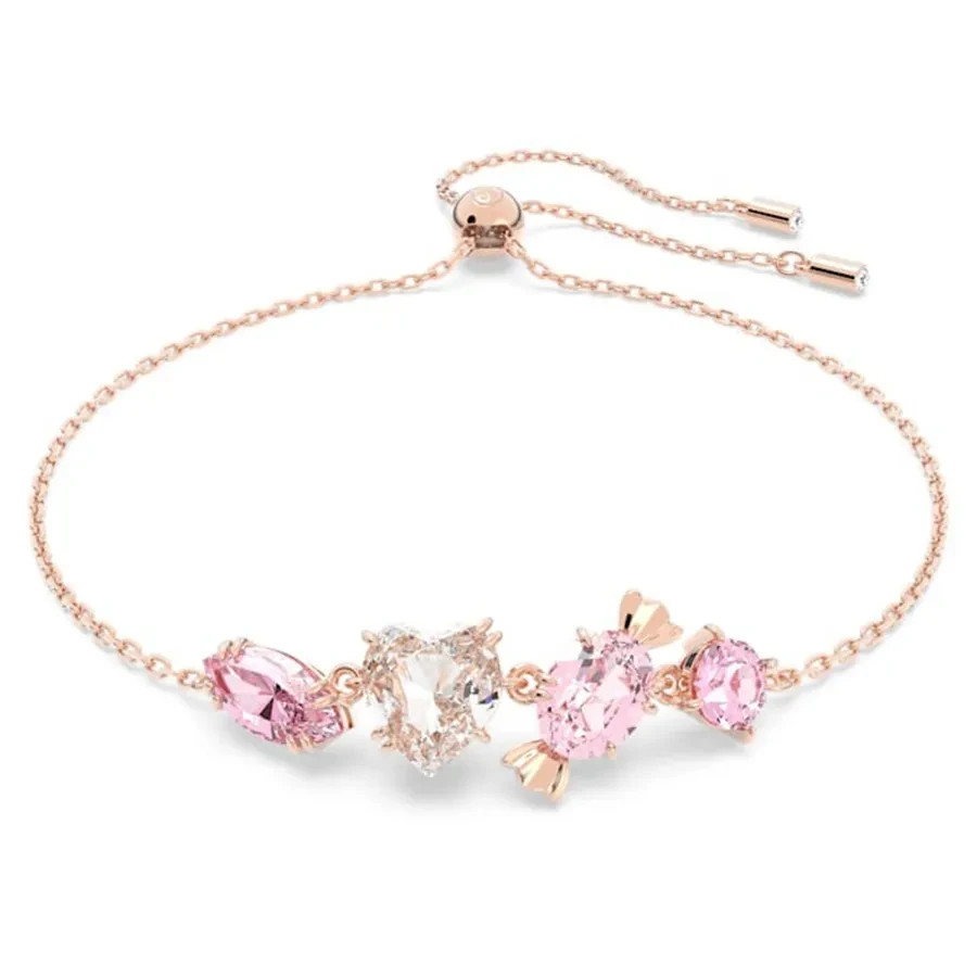 Gema Candy Bracelet, Rose Gold Tone, Mixed Cut Pink Crystals, Adjustab