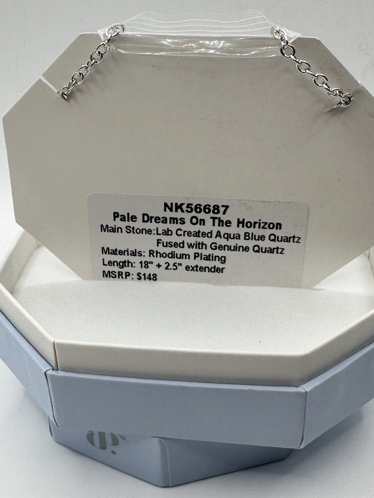 Bomb Party ‘Pale Dreams On The Horizon’ Nk56687 Aqua Blue Quartz OnRhodium
