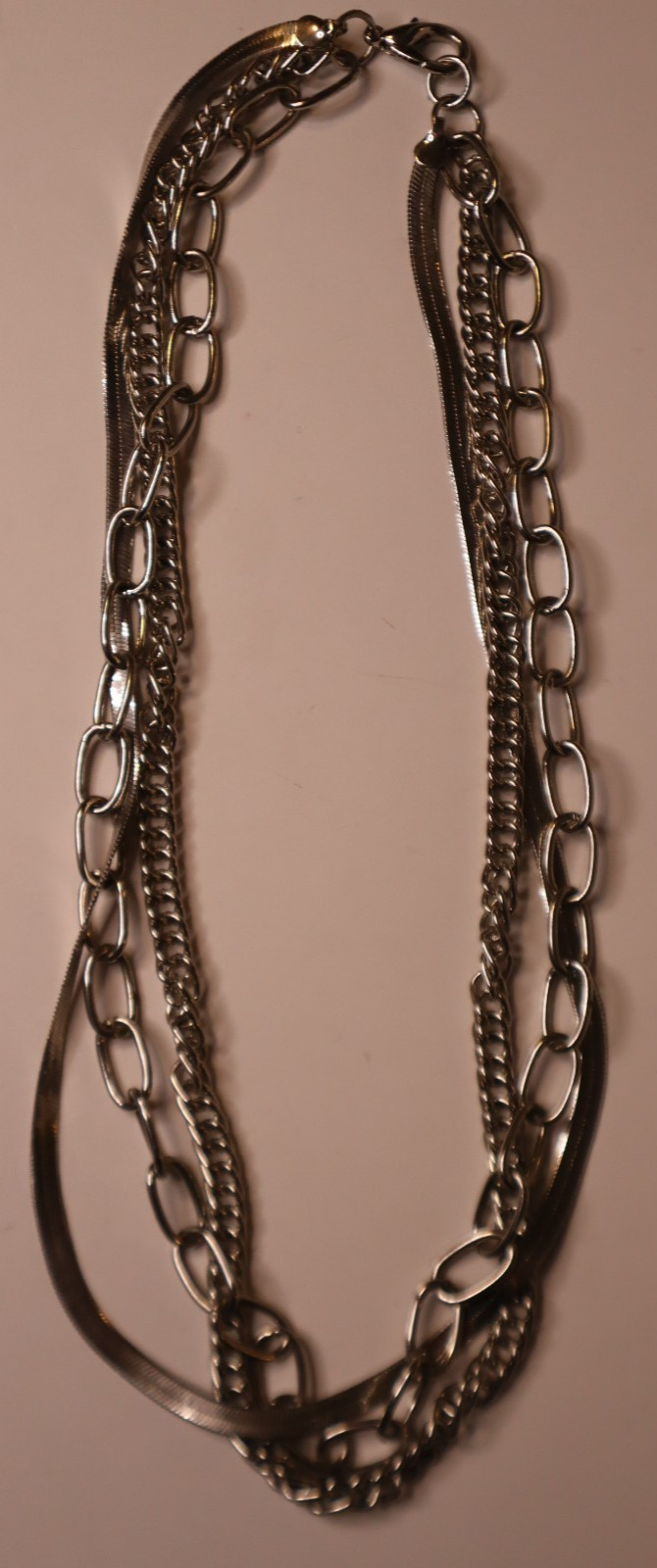 Silver tone 3 Strand necklace 19 inches long