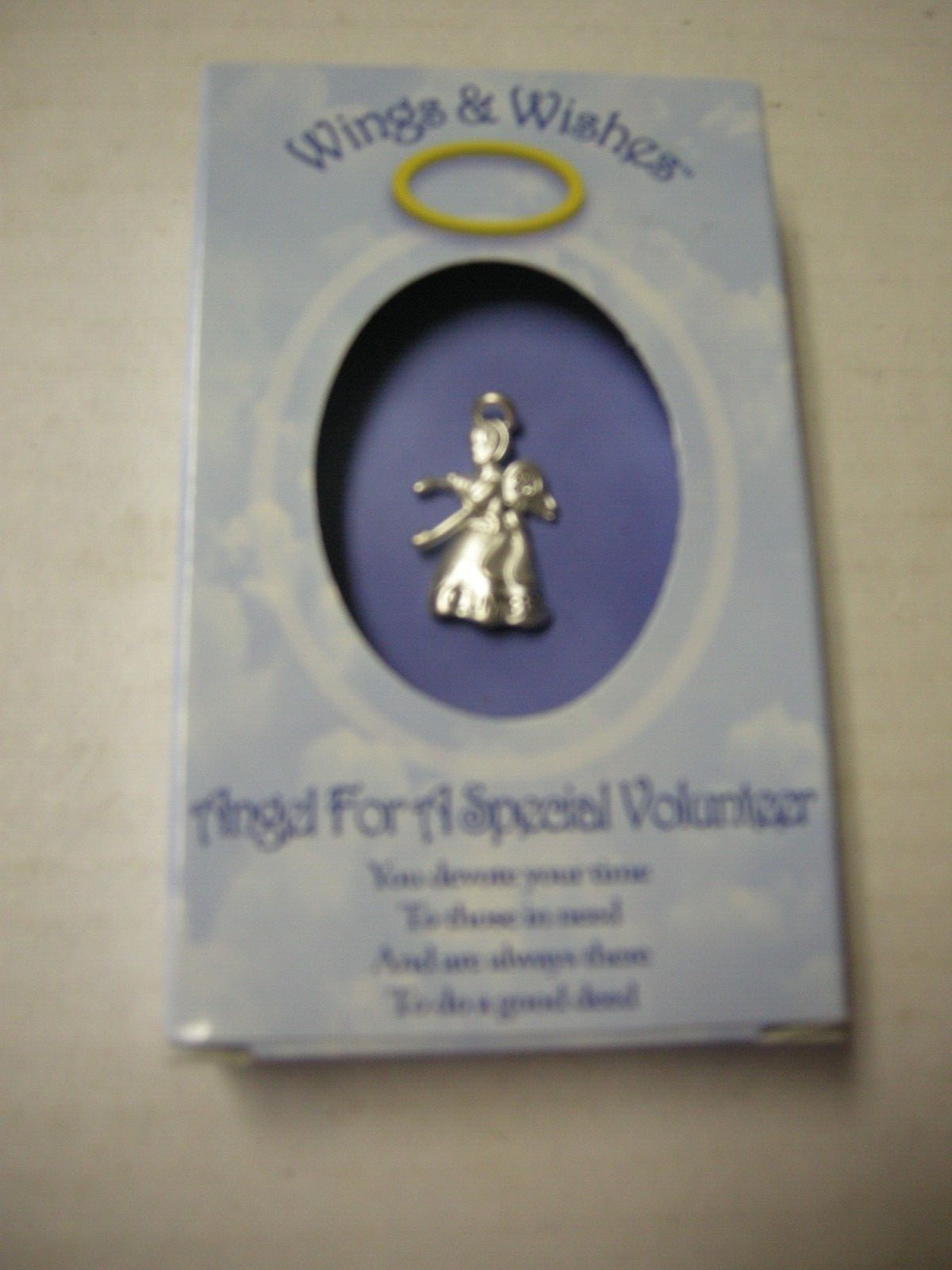 Angel For A Special Volunteer Tac Pin by Wings & Wishes ™, Silver Color, New