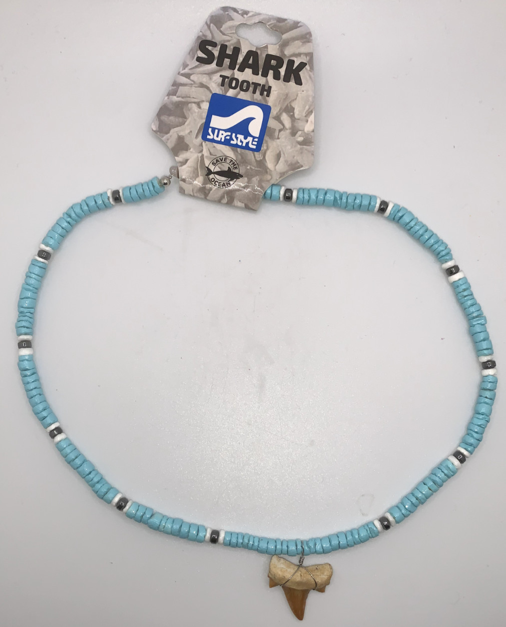 Surf Style Necklace Blue/White Shark Tooth Adjustable 18″ 716717 BOGO!