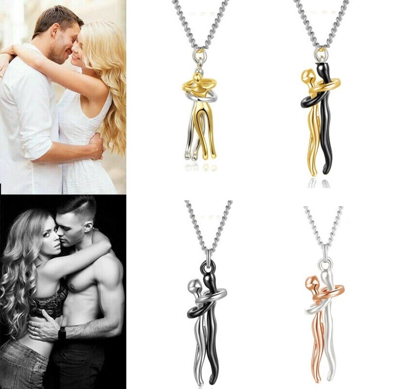 Couple Affectionate Hug Embrace Pendant Necklace Women Valentine’s Day Gifts US