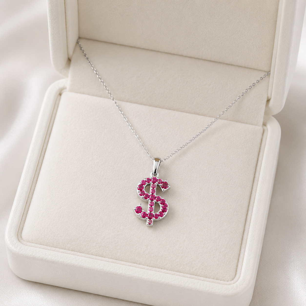 2Ct Round Cut Simulated Red Ruby Dollar Shape Pendant 925 Sterling Silver