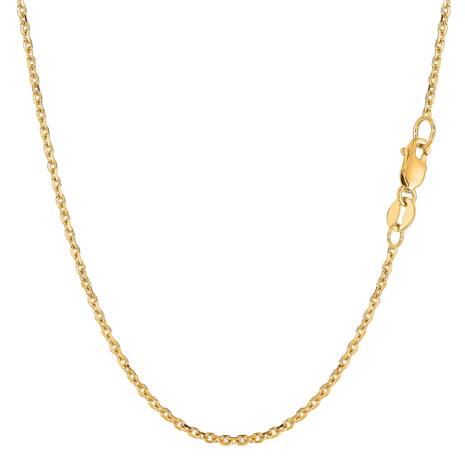 14k Yellow Real Gold Cable Link Chain Necklace, 1.5mm, 18″