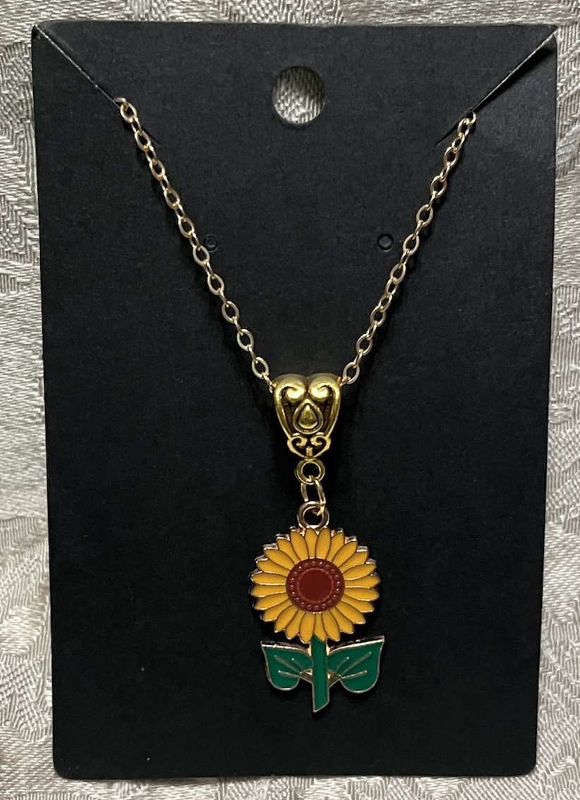 Sunflower Flower Enamel Pendant Gold Necklace Bohemian Novelty Fashion Necklace