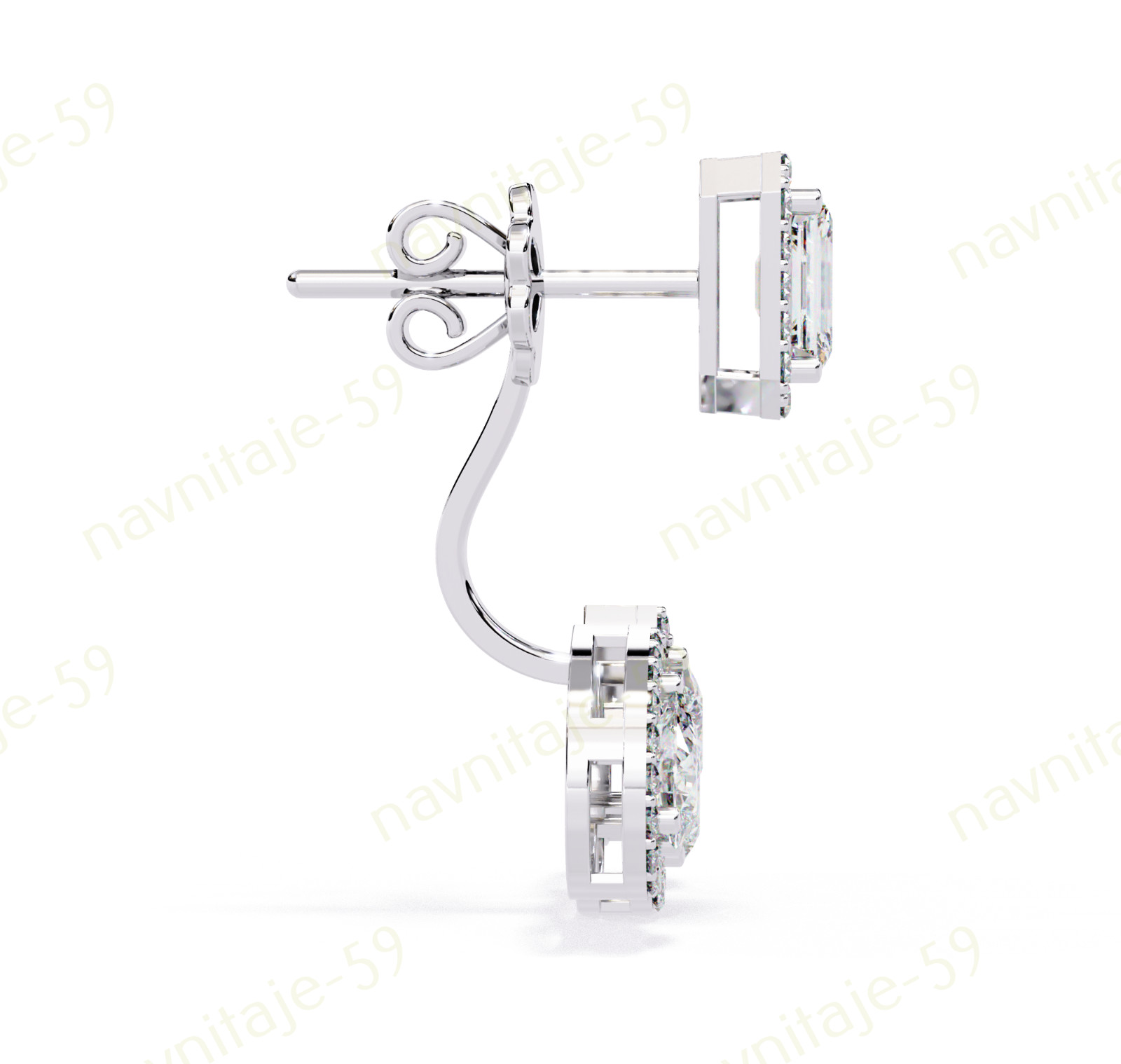 925 Silver Simulated Emerald Diamond Ladies Drop Dangle Earring Yellow Plated