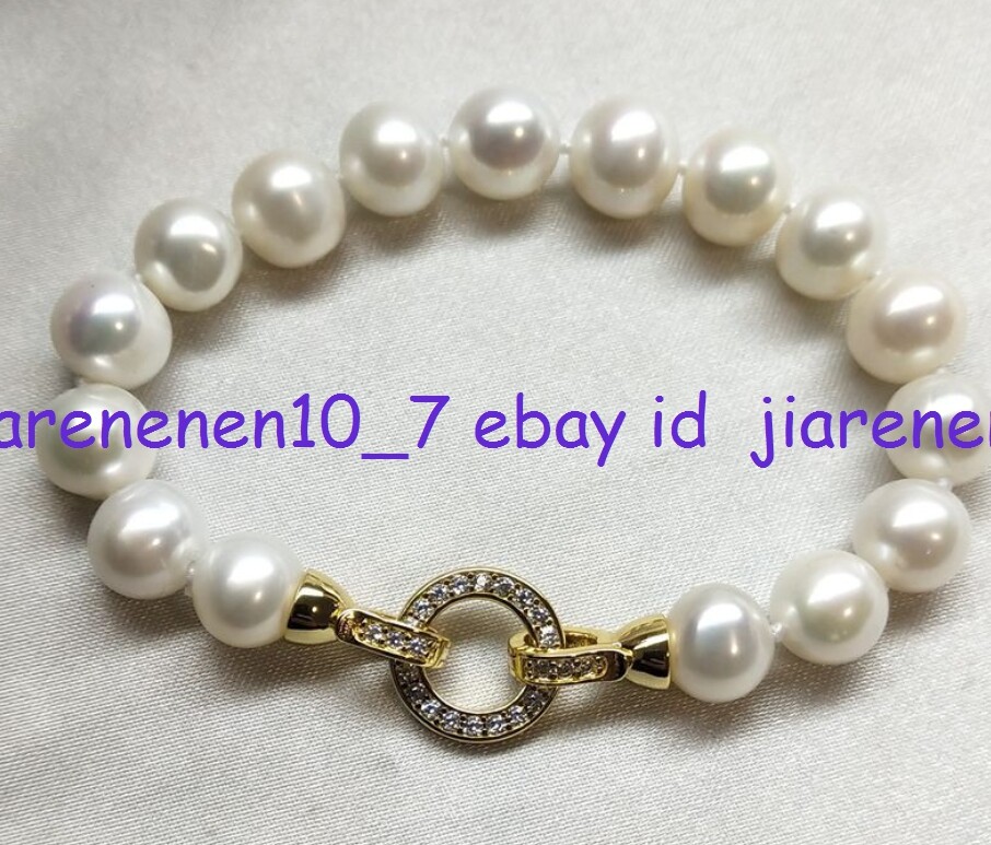 Natural Genuine 9-10mm Near Round Real Cultured Pearl Bracelet 7.5inch