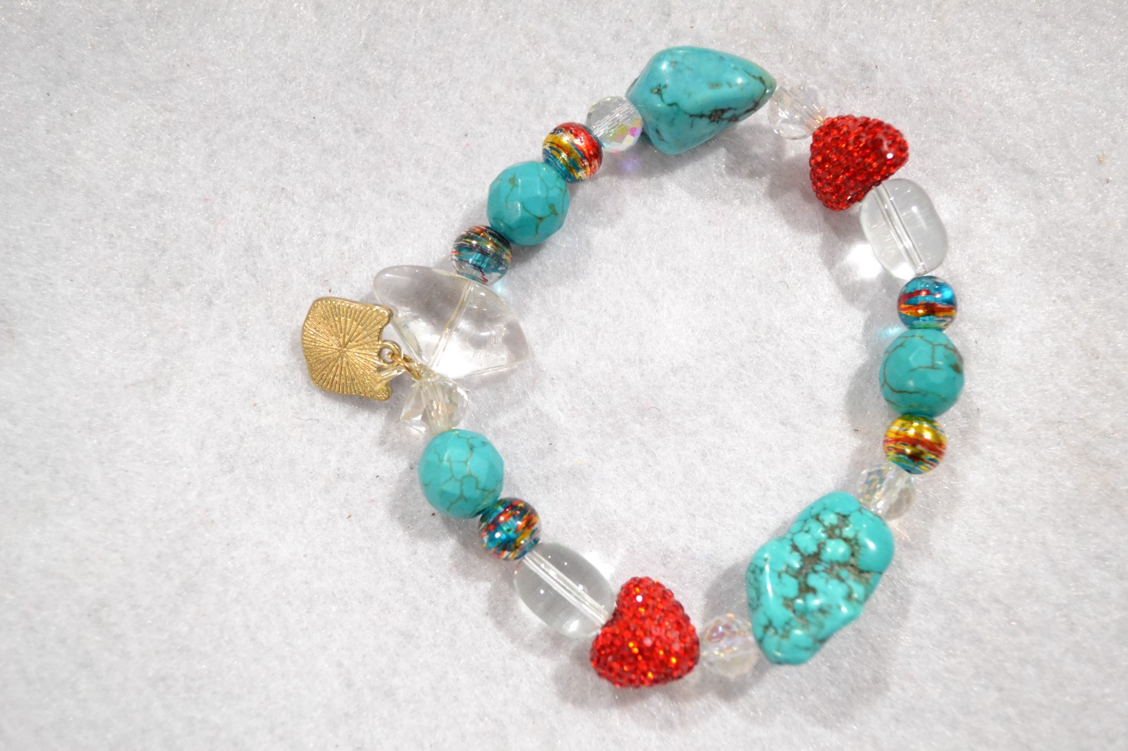 Turquoise Beaded Fashion With Cat Face Bracelet Slight Stretch Approx. 7 MM