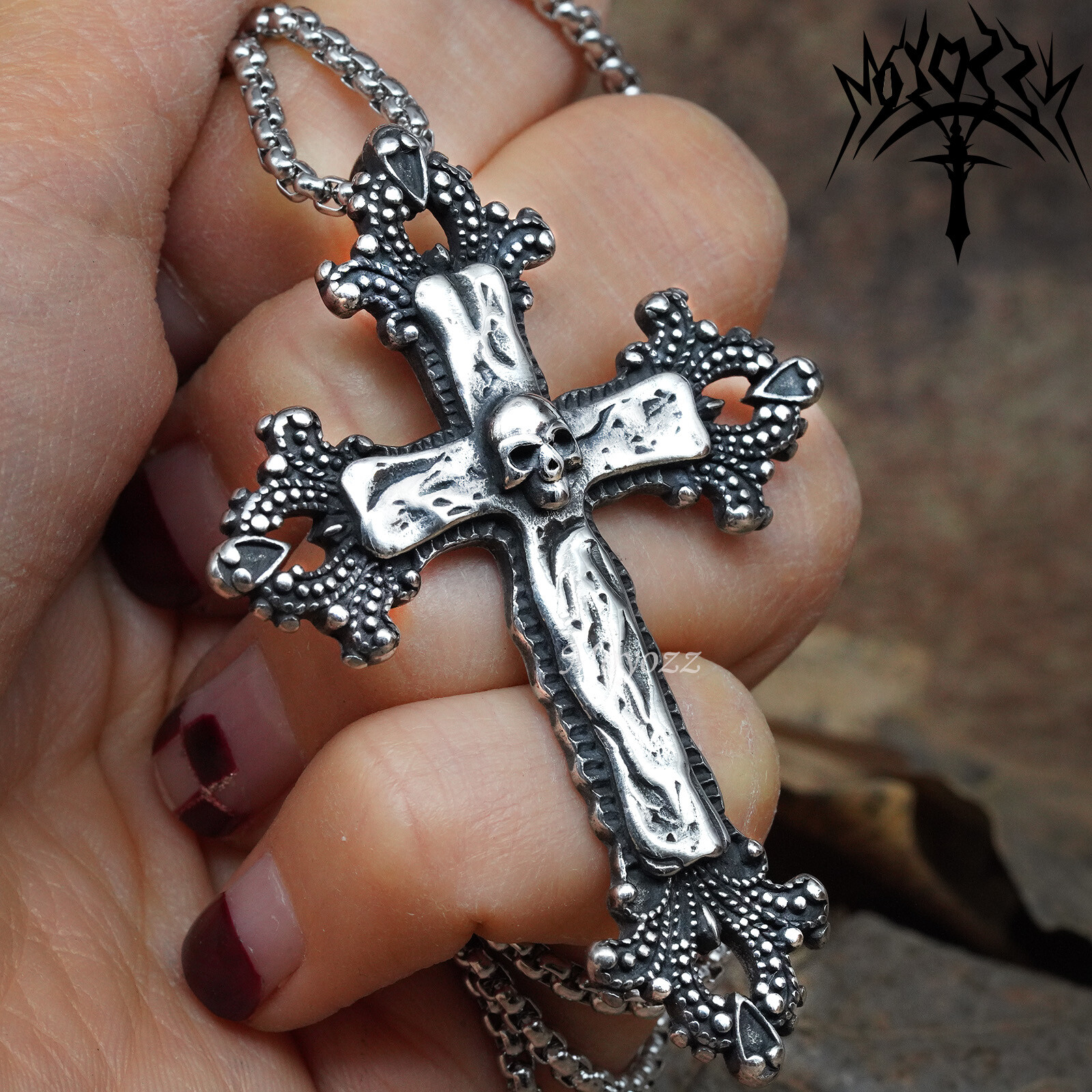 Religious Christian Jewelry Necklace Gothic Skull Crucifix Cross Pendants Gift