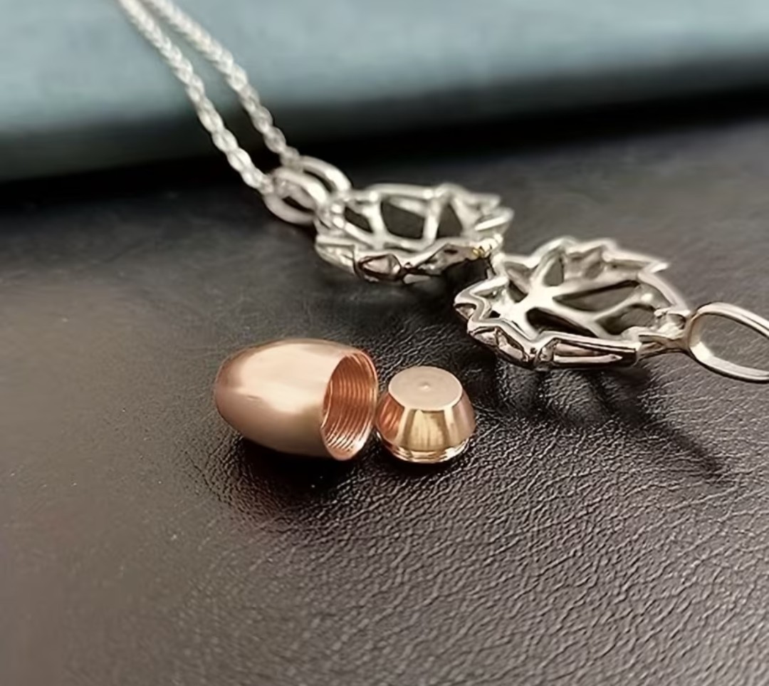 Cremation Jewelry Cylinder Lotus Urn Necklace Pendant for Ashes Stainless Steel