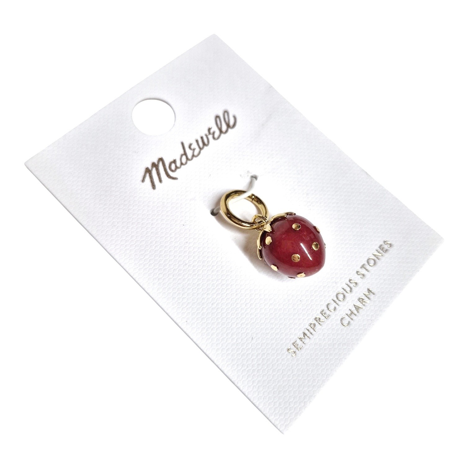 Madewell Semiprecious Strawberry Charm Antique Gold Red Brass Nickel Safe New