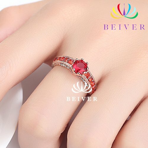 Women’s 18K Rose Gold Filled 2.5 Carats Red Cubic Zirconia Ring Size 7 New