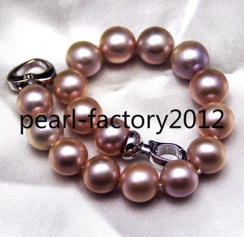 bracelet 7.5-8” 7-8mm 8-9mm 9-10mm South sea purple round pearl 925 silver