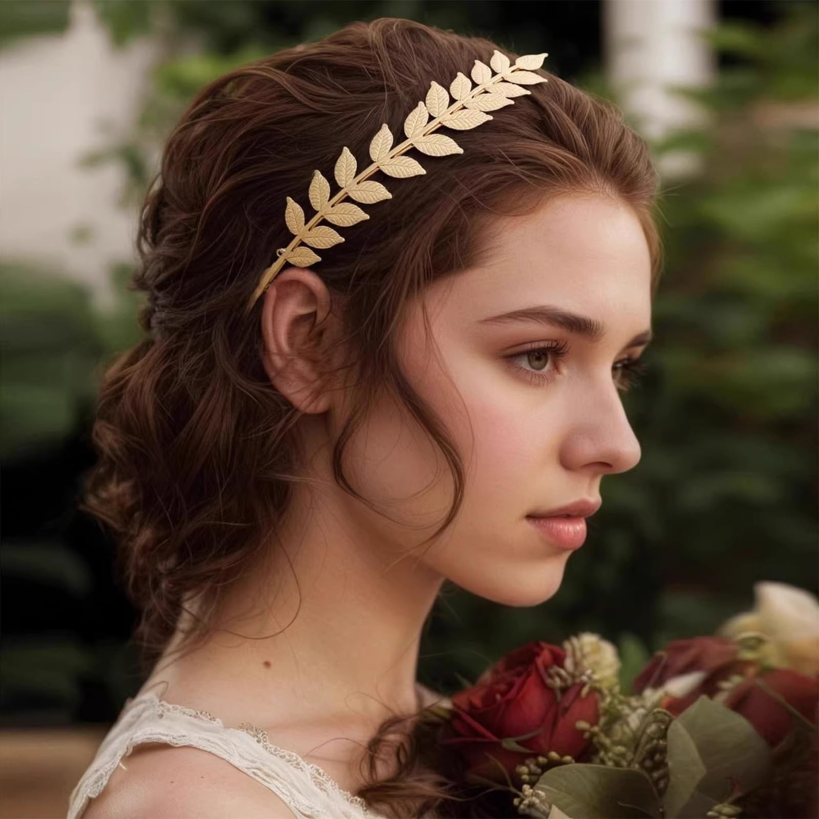 3 Pcs Gold Color Leaf Headbands Baroque Vintage Golden Olive Medium,