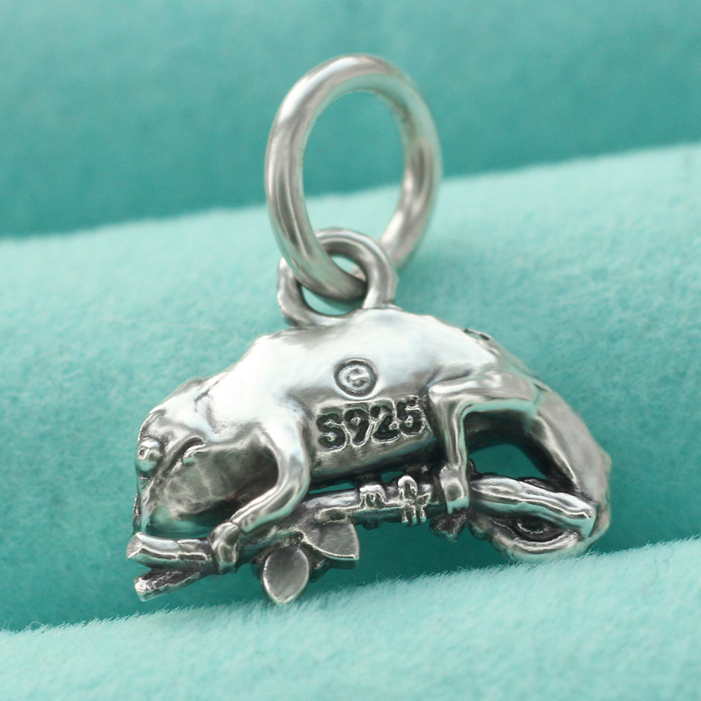 Chameleon Lizard Pendant Charm 3D In 925 Sterling Silver For Necklace Bracelet