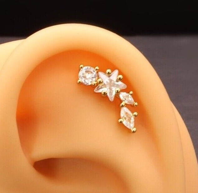 Beautiful Gold Silver Rose Cartilage Helix Conch Earrings Surgical steel Quality