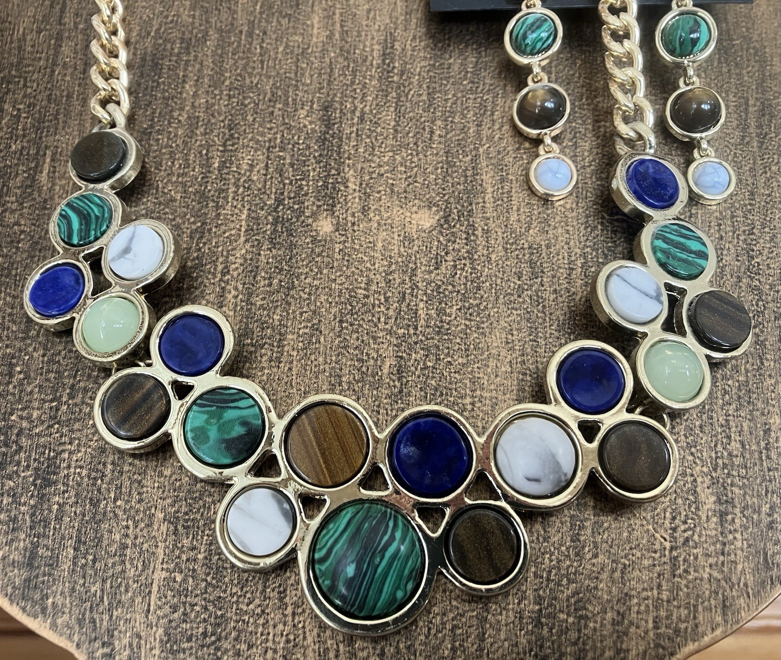APT 9 Round Semi Precious Stone Necklace & Earrings