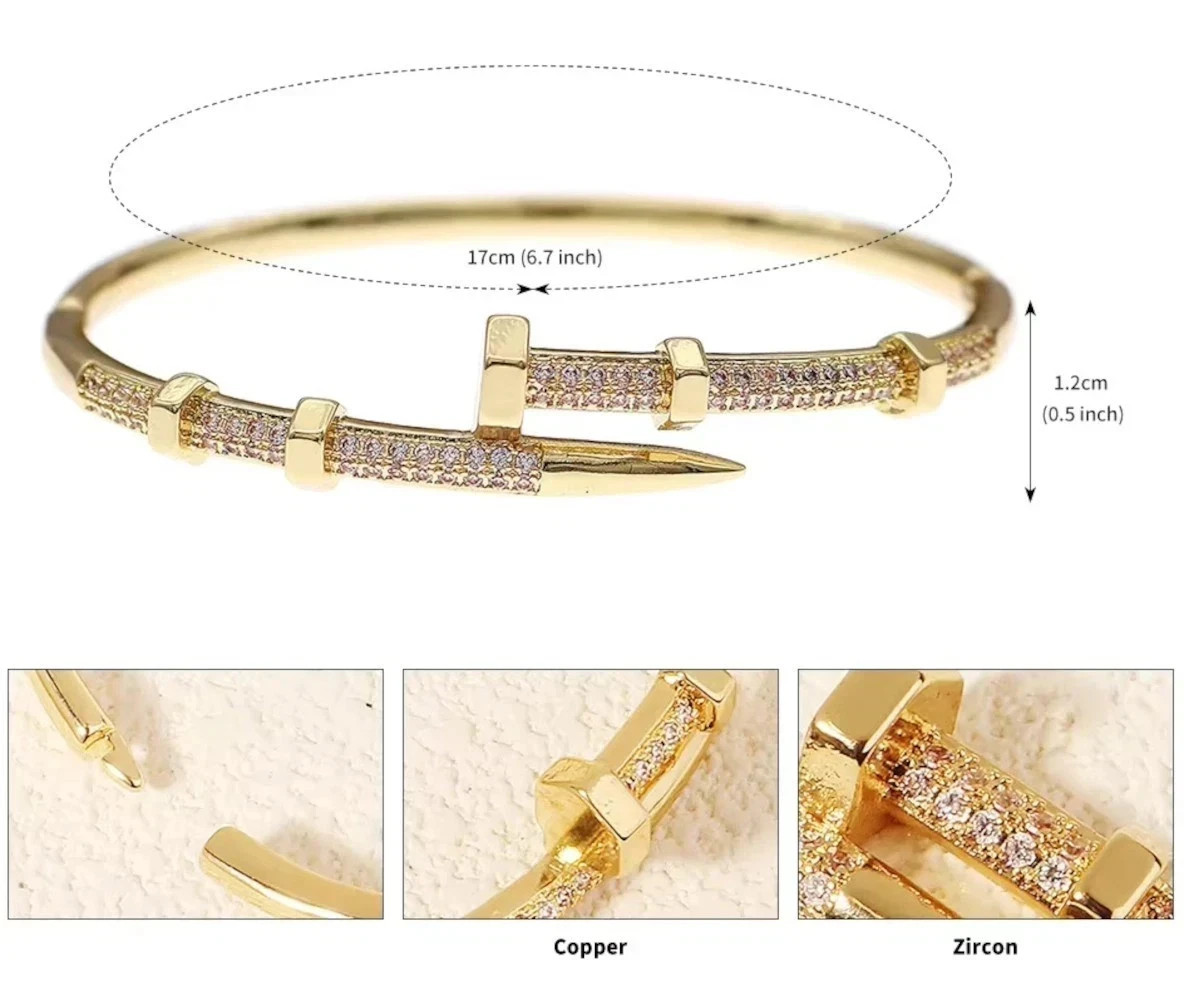 14k Yellow gold plated trendy bangle bracelet AAA quality cubic zurconia accents