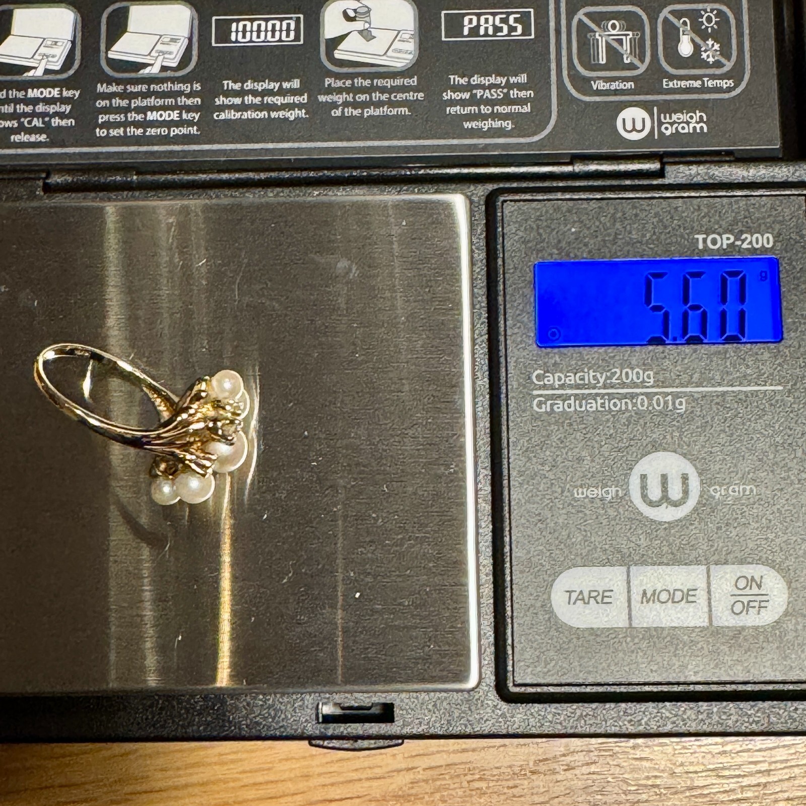Solid 14k Gold Ring with Diamonds and Pearls / Size 6.85 / 5.6 Grams