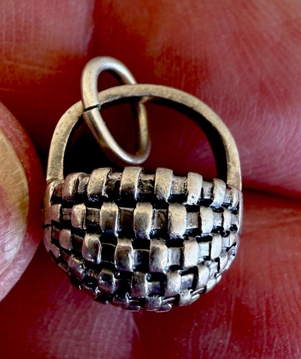 STERLING SILVER BASKET CHARM~Use on Bracelet/Necklace 3 grams