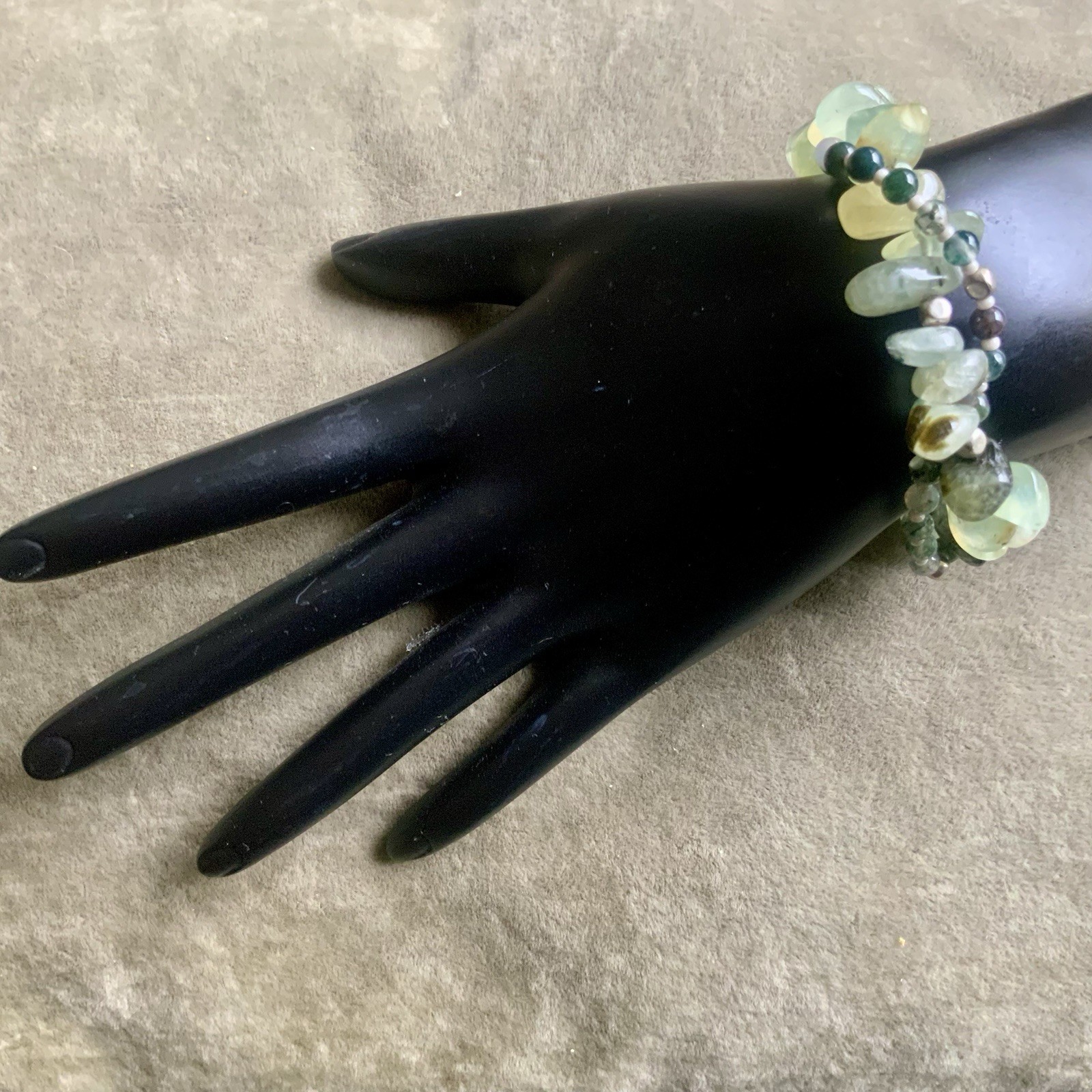 Artisan Green Aventurine With Accent Semi-precious Stones Bracelet 6.5” to 7”